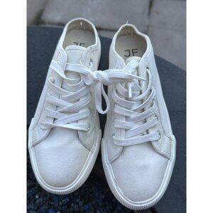 JustFab Macy Women White Flatform Slip-On Sneakers Shoes Size 9